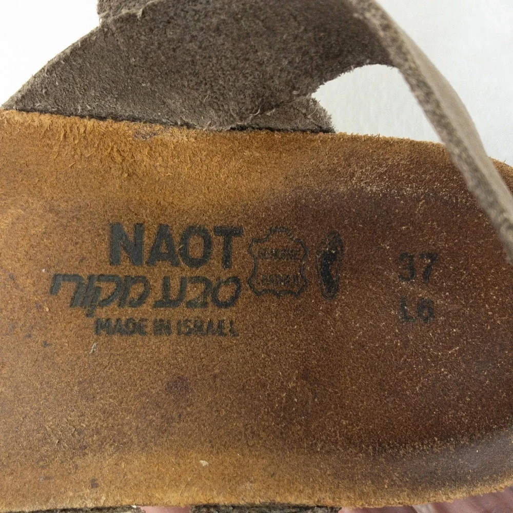 Naot‎ Kayla Sandals Womens US 6 EU 37 Gray Leather Cork Adjustable Straps